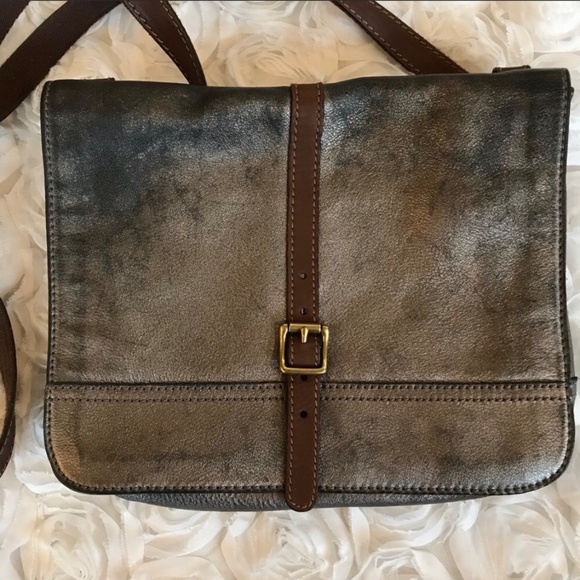 Fossil Crossbody Brown and Silver Purse - Picture 2 of 6